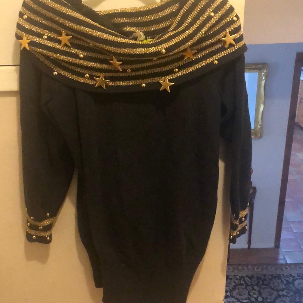 Black on or off the shoulder neck  sweater dress.   vintage.